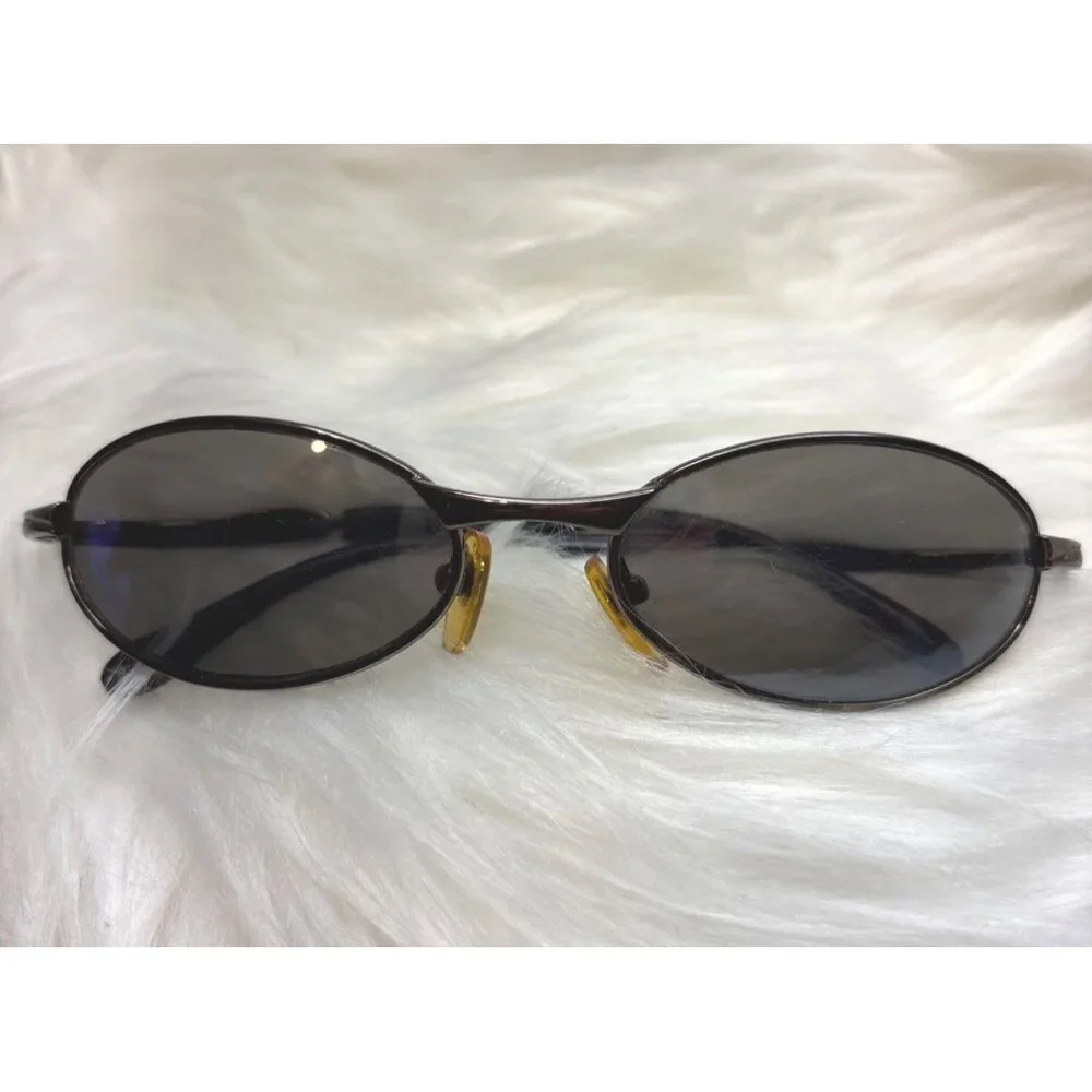 Vtg USA Olympics Rings Sunglasses Oval Black Metal Frame Collectable Preowned